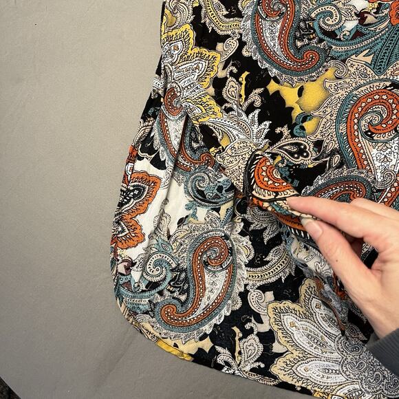 Fig and Flower Blouse Womens 3X Paisley Boho Tunic Henley 3/4 Sleeve Pockets - Picture 10 of 11